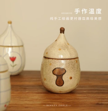 Niche Design Original Retro Handmade Ceramic Spice Jar Storage Container, Living Room Ornament, Housewarming Gift