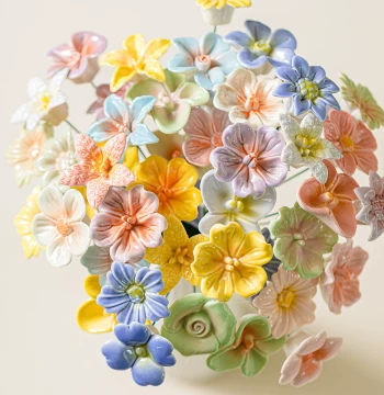 Jingdezhen High-Temperature Handmade Ceramic Vase with Artificial Flowers Preserved Flower Bouquet Decor Gift for Girlfriend
