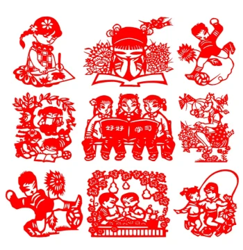 Campus Culture Paper Cutting Finished Products School Children Theme Sports Handmade Carving Chinese Style Engraved Paper Draft