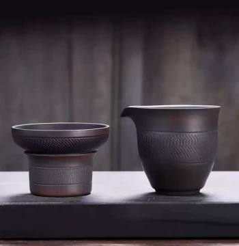 Raw Purple Pottery Fairness Cup Handmade Tea Ceremony Heat-Resistant Large Capacity Tea Server Zisha Tea Filter Tea Funnel Carved Tea Sea