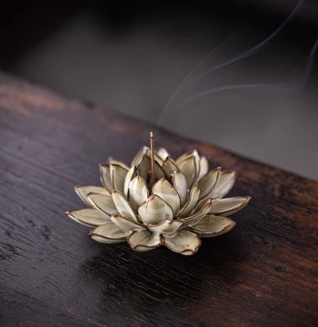 Handcrafted Lotus Incense Holder, Ceramic Kiln-Change Incense Burner for Home Indoor Use, Creative Vintage Stick Incense Stand, Tea Table Decor