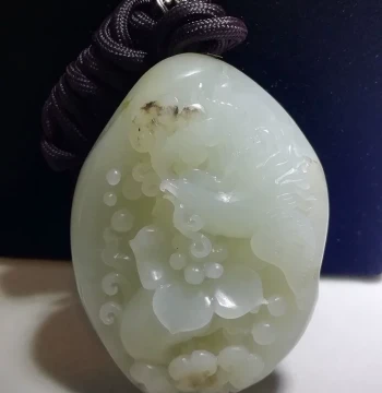 Hetian Jade Seed Material Phoenix Handle Piece Blooming Flowers Bring Wealth Single Seed Grade II White Genuine Skin Genuine Color Fine and Oily