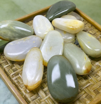 Authentic Hetian Jade Raw Stone Carved Handle Piece, Qinghai Mountain Material Green-White Jade Play Piece, Guaranteed Genuine with Domestic Appraisal Support