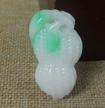Authentic Natural Myanmar Type A Jadeite Rough Stone Clear Material with Floating Green 'Prosperous Business' Pendant V1433