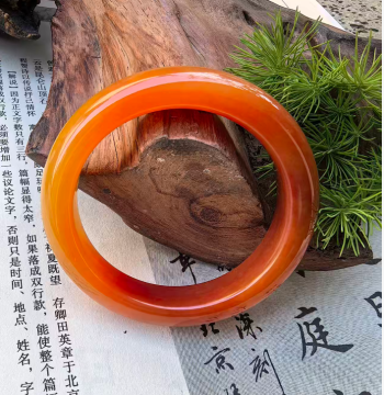 Natural Yunnan Yellow Dragon Jade Chicken Blood Red Bangle, Standard Round Peace Bangle, Icy Orange-Red Collector Grade Jade Bangle