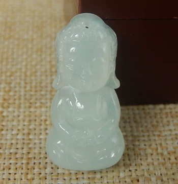 Authentic Myanmar Natural Grade A Jadeite Rough Stone Clear Material, Ice-Glazed Species Baby Buddha Pendant V1338