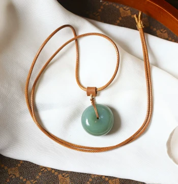 Premium Natural Hetian Jade Xinjiang Qiemo Blue Bread Bun Button Pendant Unisex Jade Button Pendant Jewelry