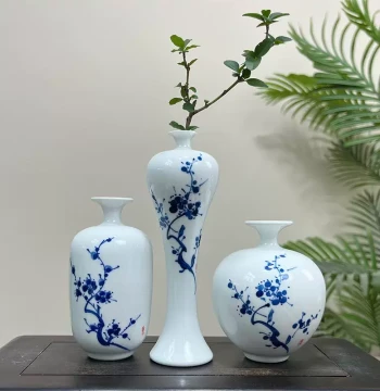 Jingdezhen Hand-Painted Ceramic Small Vase Home Living Room Chinese Style Decor Flower Arrangement Hydroponic Flower Vessel Ornament