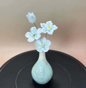 [Exclusive Match] Jingdezhen Ceramic Flower Handmade Porcelain Flower Small Ornament Simulation Flower Mini Vase Ornament