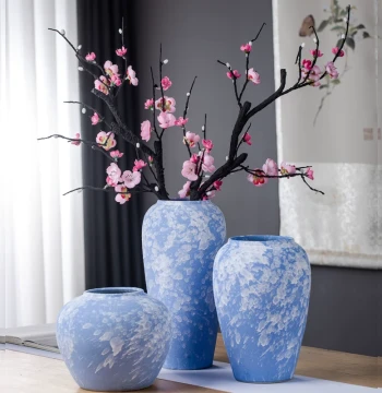 Jingdezhen New Chinese Zen Minimalist Ceramic Vase for Fresh and Dried Flowers, Entryway Home Living Room Decor Ornament