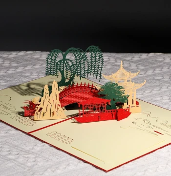2026 New Year & New Year's Day Greeting Cards - Chinese Style 3D Pop-Up Premium Handcrafted Gifts for Elders, Teachers | Scenic Architecture Creative Blessings Cultural Paper Cutting Art