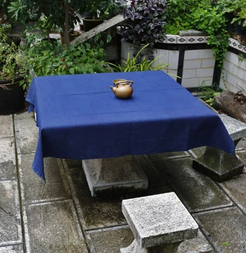 Blue Pasture New Style Handmade Tie-Dye Coffee Table Tablecloth Rectangular Solid Color Household Table Cover Yan Feng Plant Blue Dyed Textile