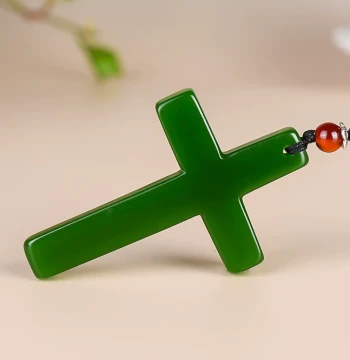 Natural Xinjiang Hetian Jade Cross Pendant, Mutton Fat Jade Ornament, Unisex Peace Necklace