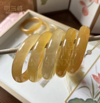 Ice-Grade Jade Bangle Natural Jade Bracelet Yellow Jade Jadeite Bracelet New Chinese Style Yellow Fei Yu Taicui Huanglong Jade Bracelet c6