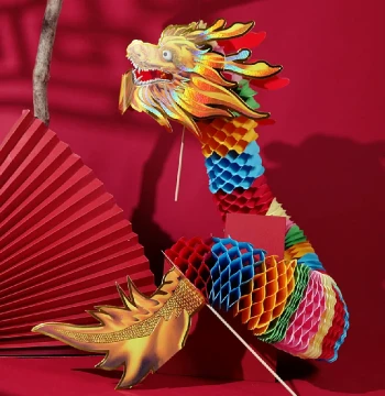 Chinese Style Retro Kids' Dragon Dance Folk Craft Festival Supplies Paper Cutting Flip Flower Pull Flower Photography Prop Toy
