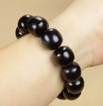 Certified Xinjiang Black Jade Natural Men's and Women's Old-Style Beaded Bracelet Hetian Jade Men's Round Bead Bracelet Black Jade Bracelet
