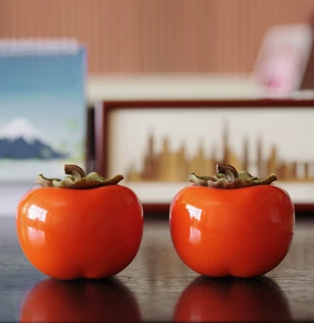 Handcrafted Ceramic Persimmon Tea Canister Tea Pet Craft Everything Goes Well Home Ornament Simulated Fruit Tea Set Accessories