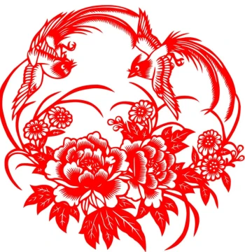 Chinese-Style Yuxian Colored Handmade Paper-Cut Window Flowers: Spring Festival New Year Paintings, Intangible Heritage Figures, Birds, and Flowers, Customizable