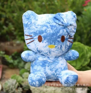Yunnan Dali Indigo Tie-Dye Cute Cat Travel Souvenir Handmade Fabric Doll Plushie