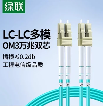 UGREEN Fiber Optic Patch Cord, Telecom Grade OM3 LC-LC, 10-Gigabit Multimode Duplex Pigtail, Finished Optical Cable for Home Pre-installation, Indoor/Outdoor Engineering, Server Room Cabling, ONT Broadband Network Extension