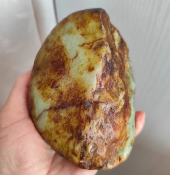 Hetian Jade Seed Material Raw Stone 870g, Xinjiang Hetian Jade Natural Jade Stone