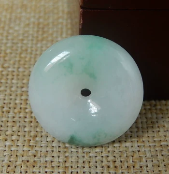 Myanmar Natural Type-A Jadeite Raw Stone – Ice-Glazed Translucent Slab with Floating Flowers, Peace Buckle Pendant V1480