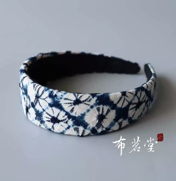 Yunnan Dali Bai Ethnic Handmade Tie-Dye Headband Headwear Ethnic Style Fabric Indigo Dye Hair Clip Adult Children Universal