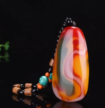 Xinjiang Hetian Jade Colored Seed Material Raw Stone Hand Piece, Chicken Blood Jade Play Piece and Pendant, Natural Jade