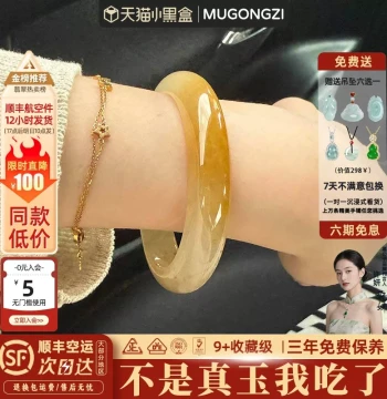 Mu Gongzi 'Yunsong Menghe' Emerald Alternative - Natural High-Ice Yellow Dragon Jade Bangle with Floating Patterns