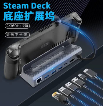 Konleto Steam Deck Gaming Console Dock for Black Myth: Wukong, ROG Ally Handheld Dedicated Expansion Hub Base Stand, Ethernet Type-C Dock for TV/Monitor Casting Accessories
