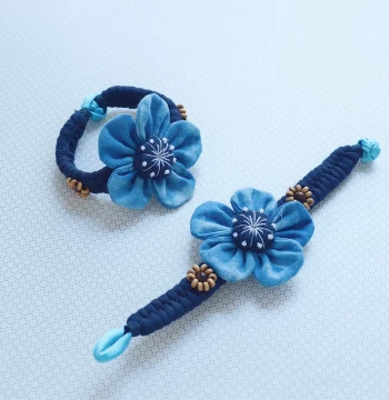 Yunnan Dali Ancient City Handmade Tie-Dye Fabric Bracelet Ethnic Style Travel Photography Accessory Blue-White Fresh Handcrafted Jewelry