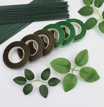 Floral Tape Green Paper Cloth Handmade DIY Rose Pipe Cleaner Crepe Paper Wrapped Flower Stem Mesh Flower Materials