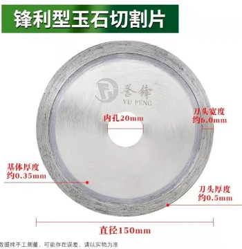 Yufeng Brand Jade Cutting Blade, Diamond Saw Blade for Jadeite Rough Stone Slabbing, Water Cutting Blade, Crystal Emery Non-Toothed Blade