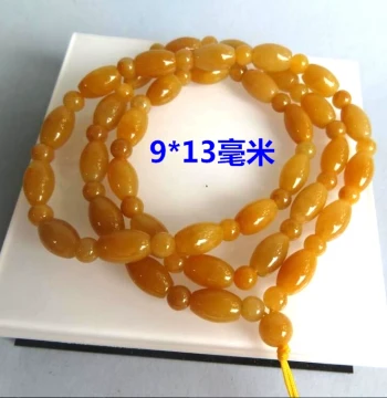 Yellow Dragon Jade Pendant Cord Jade Drop Pendant Neck Drop Cord Natural Jade Stone Hand-Woven Necklace Beeswax Sweater Chain