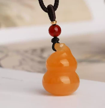 Natural Yellow Jade Gourd Pendant Men's and Women's Jade Necklace Children's Kids Jade Pendant Fortune and Prosperity Huanglong Jade