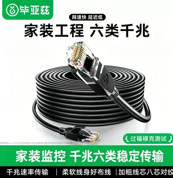 Biyiaz Cat6 Gigabit Ethernet Cable, CAT6 Home Broadband Router Computer Pre-made Patch Cord for Monitoring Connections
