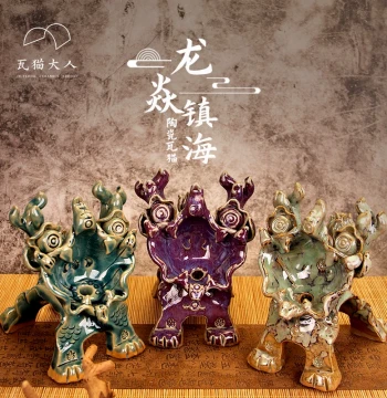 Wa Cat from Yunnan Dali, Intangible Cultural Heritage Pure Handmade Original Ceramic Dragon-Cat Ornament, Souvenir Gift, Celebrity Same Style