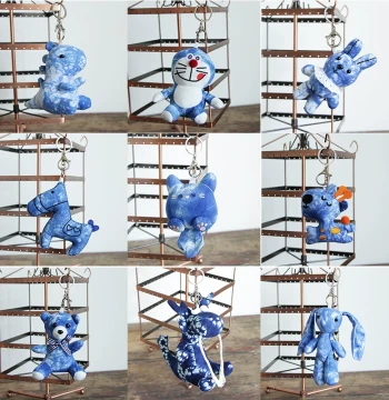 Yunnan Dali Lijiang Blue Tie-Dye Keychain, Handmade Rabbit Fabric Ornament Gift