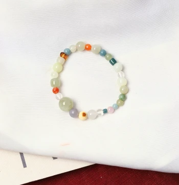 Factory Bonus Natural Hetian Jade Crystal Original Matched Bracelet Women's Jade Beaded Bracelet Jewelry Gift