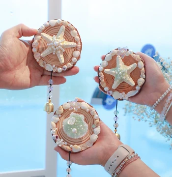 Seashell Wind Chime Refrigerator Magnet, Creative Handmade Bedroom Living Room Decorative Charm, Travel Souvenir, Romantic Seaside Style