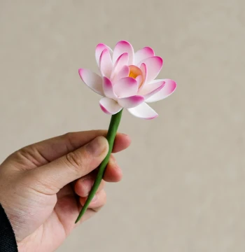 Ceramic Handmade Lotus and Water Lily Pinched Flowers, Branches, Artificial Flowers, Handmade Floristry, Tea Table Study Vase Incense Holder Preserved Flowers