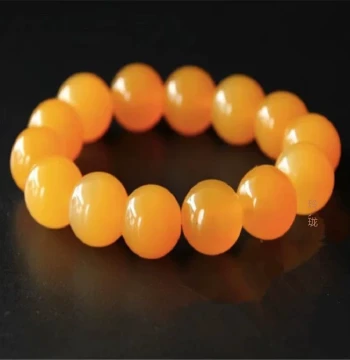 Ice Species Yellow Jade Bracelet Wealth & Luck Round Bead Huanglong Jade Stone Men Women Fashion Couple Bracelet Ethnic Style