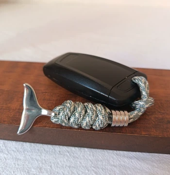 Solid Titanium Steel Fish Tail Braided Paracord Ornament Keychain, Decorative Backpack Outdoor EDC Knife Pendant Rope Anti-Loss