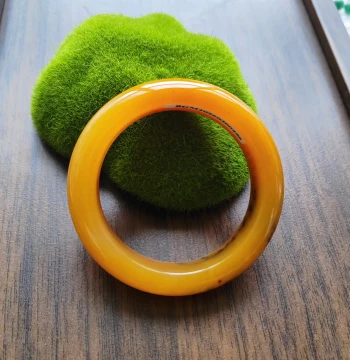 Certified Size 51 Premium Jade Bangle, Natural Raw Ore Jade Bracelet, Authentic Yellow Dragon Jade Grass Flower Bangle