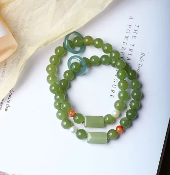 Natural Hetian Green Jade Clear Water Color Original Design Bracelet Icy Translucent Female Grape Green Jade Jewelry