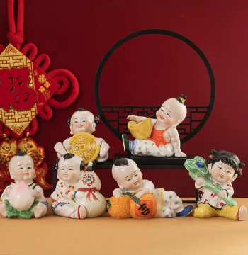 Unisex Child Ceramic Figurine Home Decor Ornament, Early Birth of Noble Son Wedding Gift, Car Mini Cute Handmade
