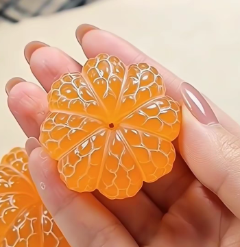 Natural Yellow Dragon Jade Orange Segment Pendant, Orange Slice Ornament, Jade Handle Piece