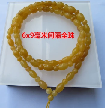 Yellow Dragon Jade Cord Yellow Jade Pendant Cord Jade Rice Beads Round Beads Handmade Necklace Yellow Amber Jade Pendant Hanging Ornament
