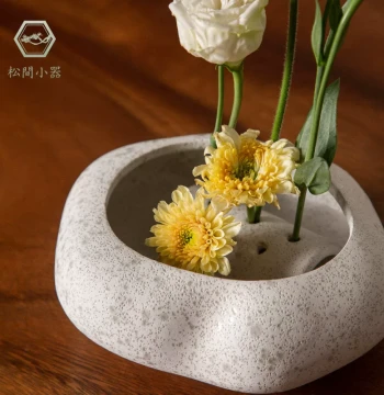 Kenzan Flower Arrangement Tool Pot Japanese Ceramic Vessel Handmade Rough Pottery Ohara School Ikebana Chinese Zen Desktop Ornament