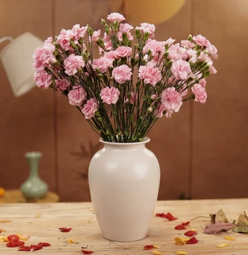 Jingdezhen Handmade Ceramic Hydroponic Fresh Flower Lily Tulucky Bamboo Vase Ornament Living Room Flower Arrangement Light Luxury